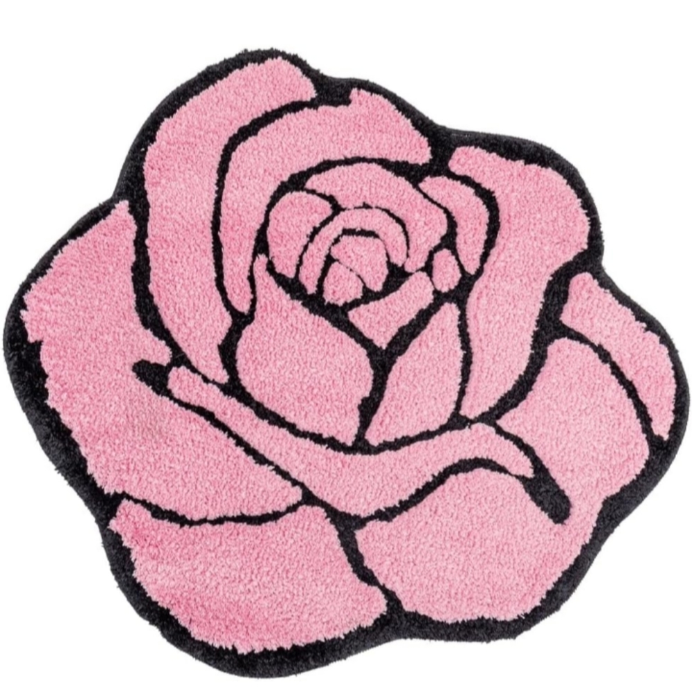Pink Rose Shape Rug Bathroom Bedroom Kitchen Flower Bath Mat Floral New